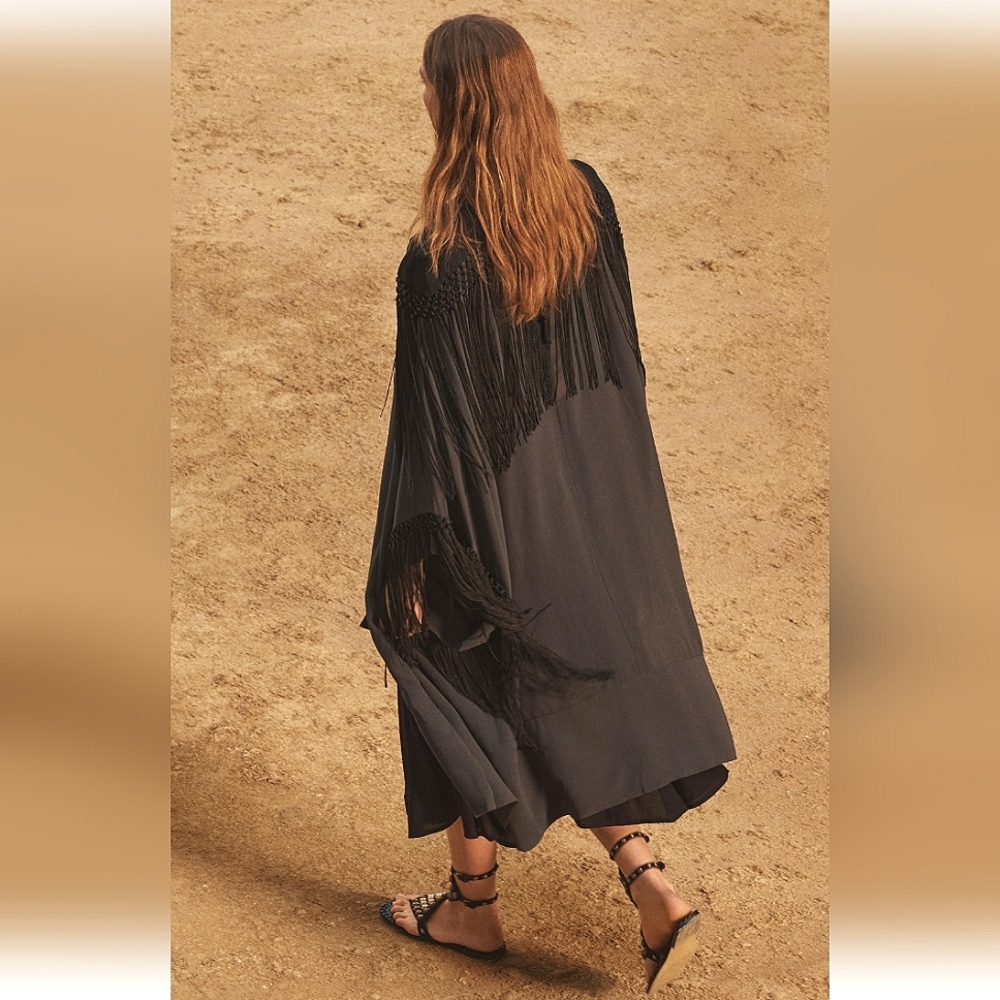 ZARA LIMITED EDITION STONE FRINGE KIMONO✨️✨️✨️ - Picture 2 of 10